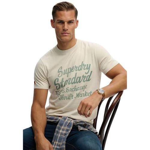 Superdry Industry Worker Relaxed Tee T-Shirt, Oatmeal Beige, 3XL Men's