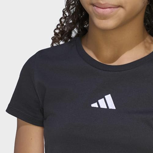 adidas Girl's Essentials Logo T-Shirt, Black/White, 11-12 Years