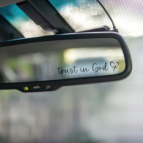 Image of Miarita 3X Trust in God Rearview Mirror Sticker, Mirror Decals, Christian Car Accessories, Car Stickers and Decals for Women, Cute Car Stickers, Valentines Day Gifts for Her (Trust in God Black)