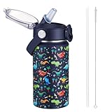 Autsel 420ml Botella De Agua Aislada Para Niños Con Pajita, Botella Agua Acero Inoxidable, Botella Termica Infantil Frías y Calientes Sin BPA