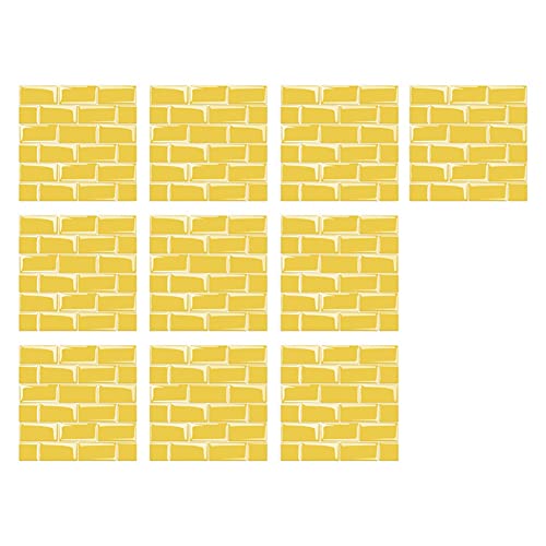 Homu 10 Sheets Peel And Stick Tile Backsplash Self Adhesive Stick On Tile Removable Wall Sticker Waterproof Brick Decorative Tiles 3D Wall Decor, Yellow #TOP1