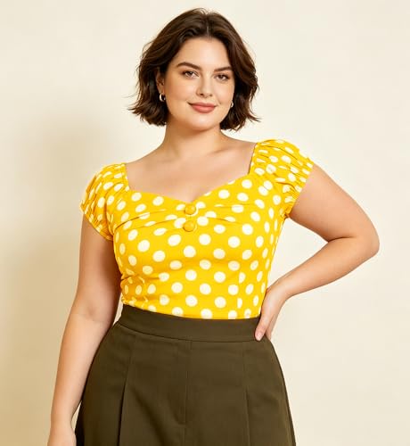 Image of YARN & INK Women's Rockabilly Tops 1950s Pinup Shirt Casual Off Shoulder Vintage Blouse