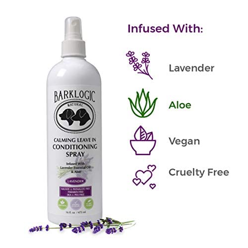 Barklogic Leave In Conditioning Hair Detangling Spray Conditioner, 8Oz, Lavender - Dog & Puppy Detangler And Dematting Spray #TOP2