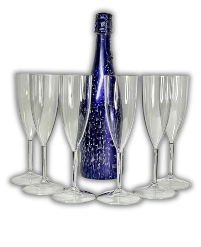 12 Copas de champan transparentes irrompibles, cava y vino espumoso de plastico duro reutilizables ultraresistentes - Pack copas de champagne - Durarero y Seguro