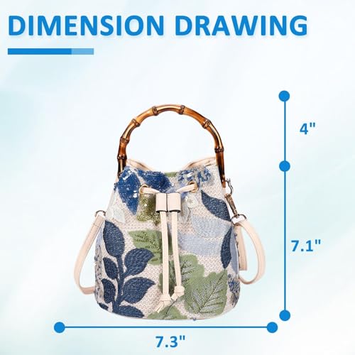 Bolso bandolera mujer Bohemia con mango bambú miniatura 4