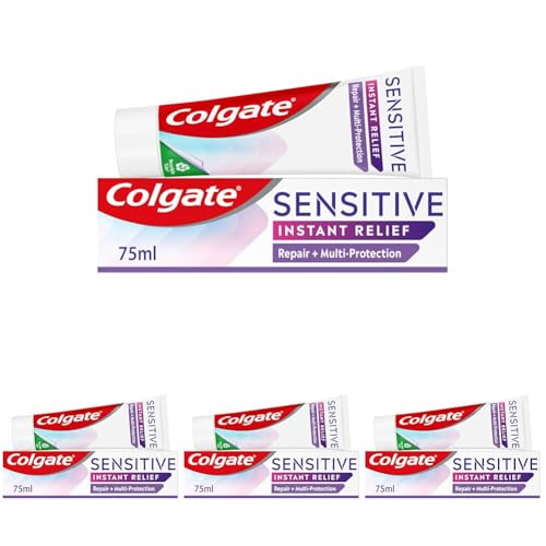 Colgate Sensitive Instant Relief Repair + Multi-Protection Toothpaste 75ml - Fluoride Toothpaste - Instant Sensitivity Relief* - Cavity Protection + Gum Health - Repairs Sensitive Areas of Teeth**