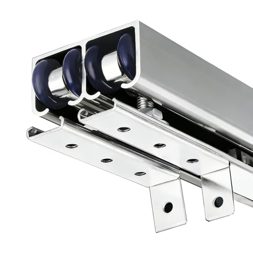 ������ ���[�� �X���C�h�h�A�p���[������Z�b�g�i�V���O���^�_�u���h�A�Ή��j �A���~�����[�� �N���[�[�b�g�A���r���O�A���ւȂǂɍœK �ǖʂ܂��͓V����t���\ ���[���L�b�g �J�b�g�\(Silver,15ft/457cm)