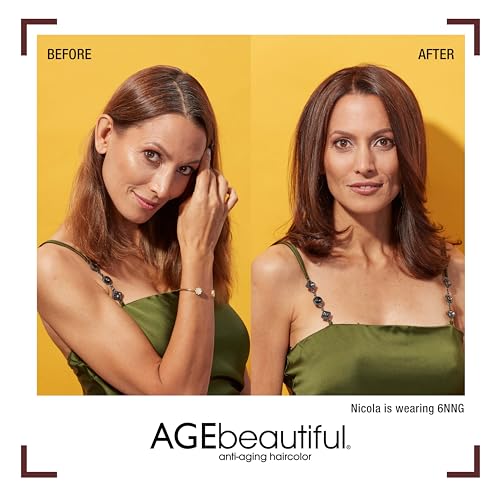 Image of AGE beautiful Permanent Hair Color Cream, 100% Gray Coverage Hair Dye with Biotin Anti-Aging Formula for Fuller, Thicker Hair, Professional Salon Quality