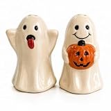 Ghost Salt and Pepper Shakers,Ceramic Halloween Shaker Set of 2,Cute Novelty Salt and Pepper Shakers,Fall Kitchen Decor and Halloween Party Decorations