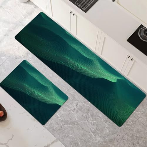 Tapis cuisine devant evier absorbe l'eau huile séchage rapide lot 2 lavable vert - 2