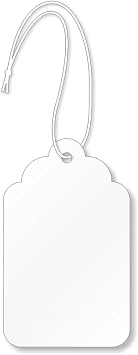 SmartSign White Price Tags with Pre-Strung Loop Strings - Pack of 1000 Marking Tags, Size-8, 12pt Thick Blank Merchandise Tags, 1.75" x 2.875" Jewelry Tags, Made in USA
