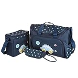  4PcsWickeltasche Pflegetasche Kinderwagen Muttertasche Babytasche Mama Tote Baby-Windel Nappie Wickeltaschen Sets Dunkelblau - Deep Blue