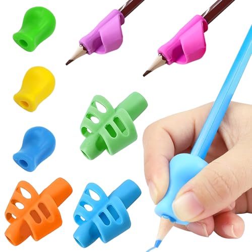 Set Di 8 Impugnature Ergonomiche In Silicone Per Matita – Aiutoscrittura Per Bambini, Correttore Postura, Ambidestro, Colori Assortiti