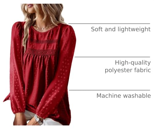 Image of Falechay Womens Tops Flowy Boho Dressy Casual Lace Cute Long Sleeve Shirts