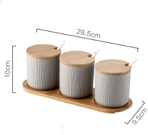 Household Ceramic Spice Jar Sugar Salt Pepper Seasoning Pots Set Kitchen Supplies Storage Bottle Box Holder Cooking Tools