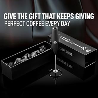 Zulay Kitchen Executive Series Milk Frother Wand - Upgraded & Improved Stand - Ideal Coffee Gift - Coffee Frother Handheld Foam Maker For Lattes - Electric Milk Frother Handheld For Cappuccino