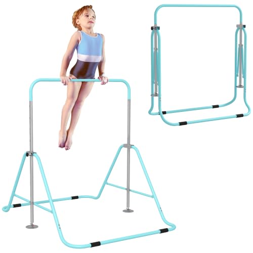 Imagen de HOMCOM Barra de Gimnasia Artística Plegable Altura Ajustable Azul Celeste