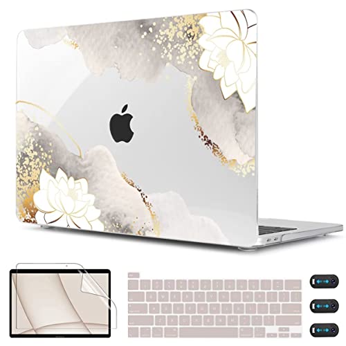 CISSOOK Compatible with MacBook Pro 13 inch Case 2020-2025 Model M1 & M2 A2338 A2251 A2289, Floral Hard Shell Case & Keyboard Cover for MacBook Pro 13 with Touch Bar, Charming Painting