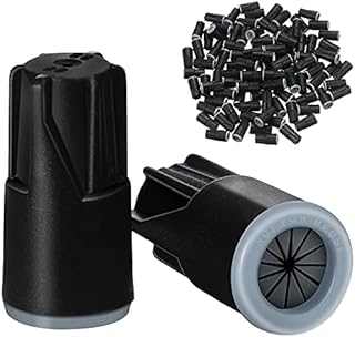 Kanayu Waterproof Wire Nuts Waterproof Wire Connectors Black Landscape Wire Connector Electrical Nuts Caps for Led Landscape Light Irrigation Valves (100, 0.93 x 0.47 Inch)