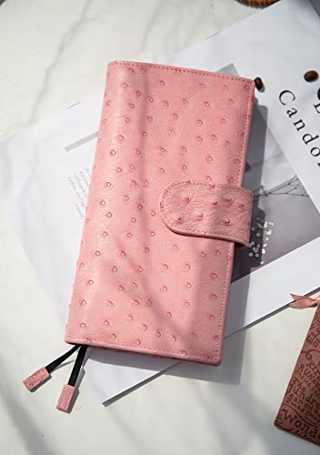 Smartfee Planner Cover For Hobonichi Weeks, With Zipper And Big Back Pocket, Ostrich Print Leather（Ostrich Pink) #TOP5