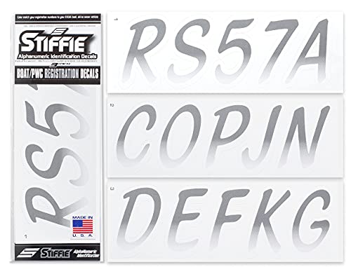 Image of STIFFIE Whipline Carbon /White 3 inch Boat & PWC Registration Decals • Numbers Letters Stickers
