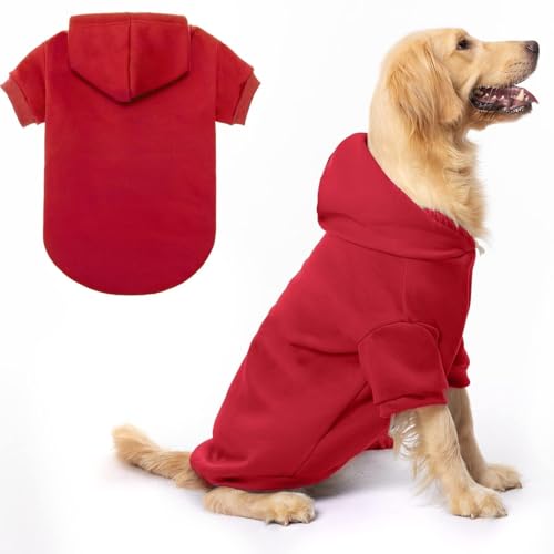 BINGPET Dog Hoodie, Fleece Lined Fall Cold Winter Soft Warm Puppy Sweatshirt with Leash Hole, Dog Sweaters Outfit,Pullover Hoodie for Small Medium Large Dogs Cats