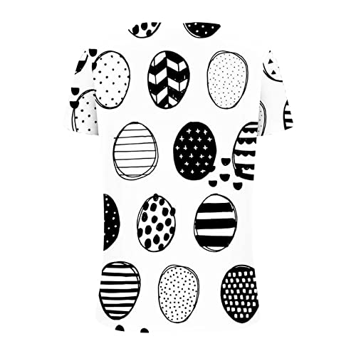 Summer Topsfor Women, Short Sleeve Shirts For Women, Easter Day Shirts For Women Cute Summer Casual Short Sleeve V Neck Tops Easter Bunny Easter Eggs Print Blouses #TOP3