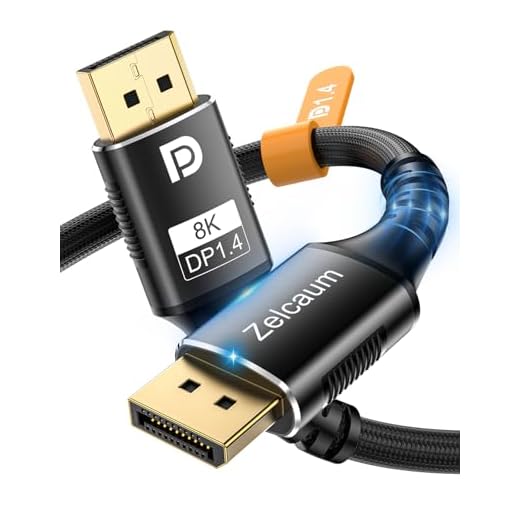 Zelcaum Displayport Cable 1.4, Display Port 1.4 Cable [8K 60Hz, 4K 144Hz, 2K 240Hz 165Hz 144Hz], Braided DP Cord 32.4Gbps DSC 1.2 HBR3 HDR HDCP FreeSync G-Sync, Gaming Monitor PC TV Graphics 1.5FT