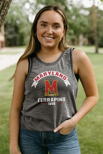 Maryland Terrapins NCAA Officially Licensed Women's Tank Top Burnout Vintage Scholar, Large