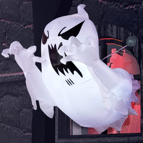 Joiedomi 3.5 FT Halloween Inflable Fantasma Volador Aterrador Salió de la Ventana con LED Inflable Inflable para Fiesta de Halloween Interior, Exterior, Jardín, Césped