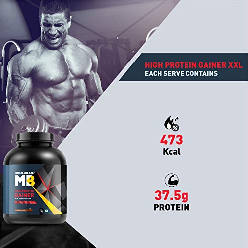 Image of MuscleBlaze High Protein Gainer, Elite Lean Mass Gainer (Chocolate,Pack of 1 kg / 2.2 lb powder)