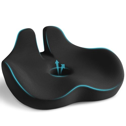 WOWMVP Sitzkissen Memory Foam rutschfest Sitzkissen für Bürostuhl Auto Sofa Gaming-Stuhl (Schwarz)