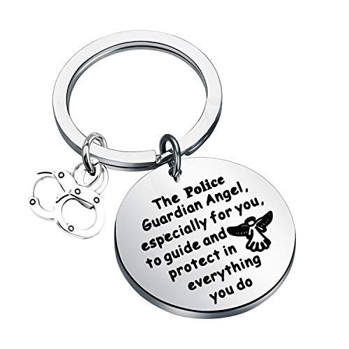 FEELMEM Police Prayer Keychain - Officer Gift, Guardian Angel Protect Military Keychain, Husband Gift From Wife Mom