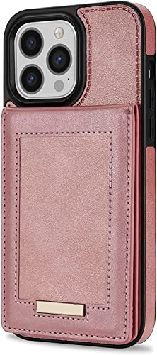 Étui en cuir iPhone 14 Pro Max clapet magnétique haut de gamme rose