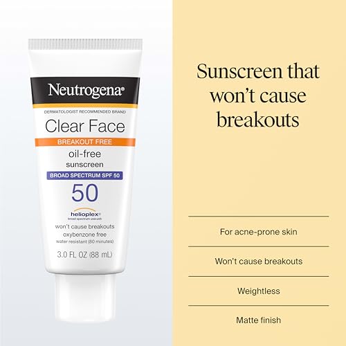 Neutrogena Clear Face Sunscreen Lotion SPF 50 for Acne-Prone Skin Broad Spectrum UVA UVB Protection Oil-Free No-Fragrance No-Oxybenzone Water-Resistant Daily Face Moisturizer, 3 fl oz - Image 3