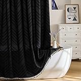 Rideau de douche en tissu : notre rideau de douche en tissu noir est fabriqué en tissu polyester de haute qualité, assurant durabilité et résistance à l'usure. Cet ensemble de rideau de douche texturé est livré avec 12 crochets de type C pour une installation facile.