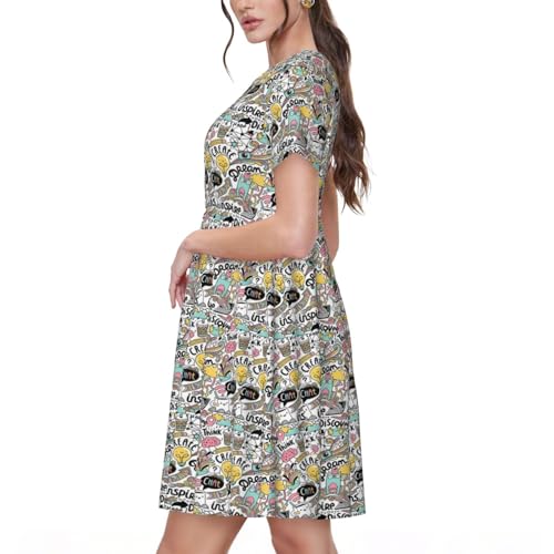 Robe d'été décontractée pour femme imprimé BD chic - 2