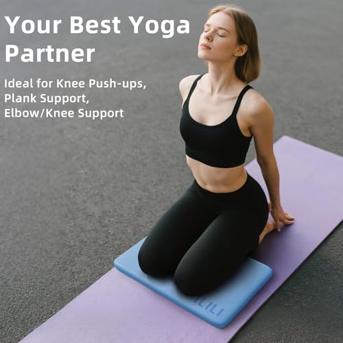 ILILI Yoga Knee Pad Foldable, TPE Soft Cushion 1inch for Knee Push-ups, Plank Support Pad, Elbow/Knee Support Folding Pad, Portable and Lightweight for Yoga Pilates, Fitness Exercise, Outdoor (Sky Blue) by ilili - Used condition - Image 2
