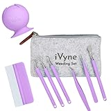 iVyne (8pcs) Premium Vinyl Weeding Tool Kit & Weeding Scrap Collector Soft Grip Tools with Berry, Weeder, Tweezers, Picker Or Hook, and Scraper Set for Silhouette Cameos & HTV - Purple
