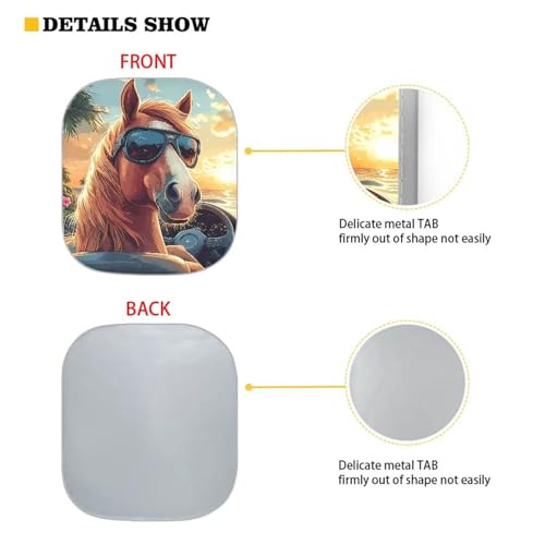 Image of Funny Horse Car Sun Shade for Windshield 2 Pack Sun Shield for Front Window Blocks UV Rays Easy to Install Car Interior Accessories Sun Protection for Cars Truck SUV