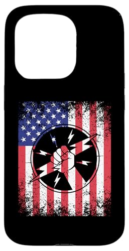 Carcasa para iPhone 15 Pro Electrician Dad USA Flag Patriotic 4 of July