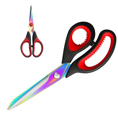 Premium Fabric Scissors,9.5 Inch Cutting Heavy Duty Scissors Titanium Coating Stainless Sharp Sewing Scissors,Leather Cutting Industrial Shears Dressmakers Comfort Grip Shears Professional Crafting