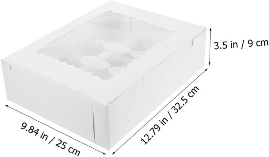BESPORTBLE 10pcs Paper Cupcake Box with Window, Muffin Cake Packing Box White Cardboard, Pastry Carrier for Dessert Storage and Transport, Bakery Packaging for Parties and Events