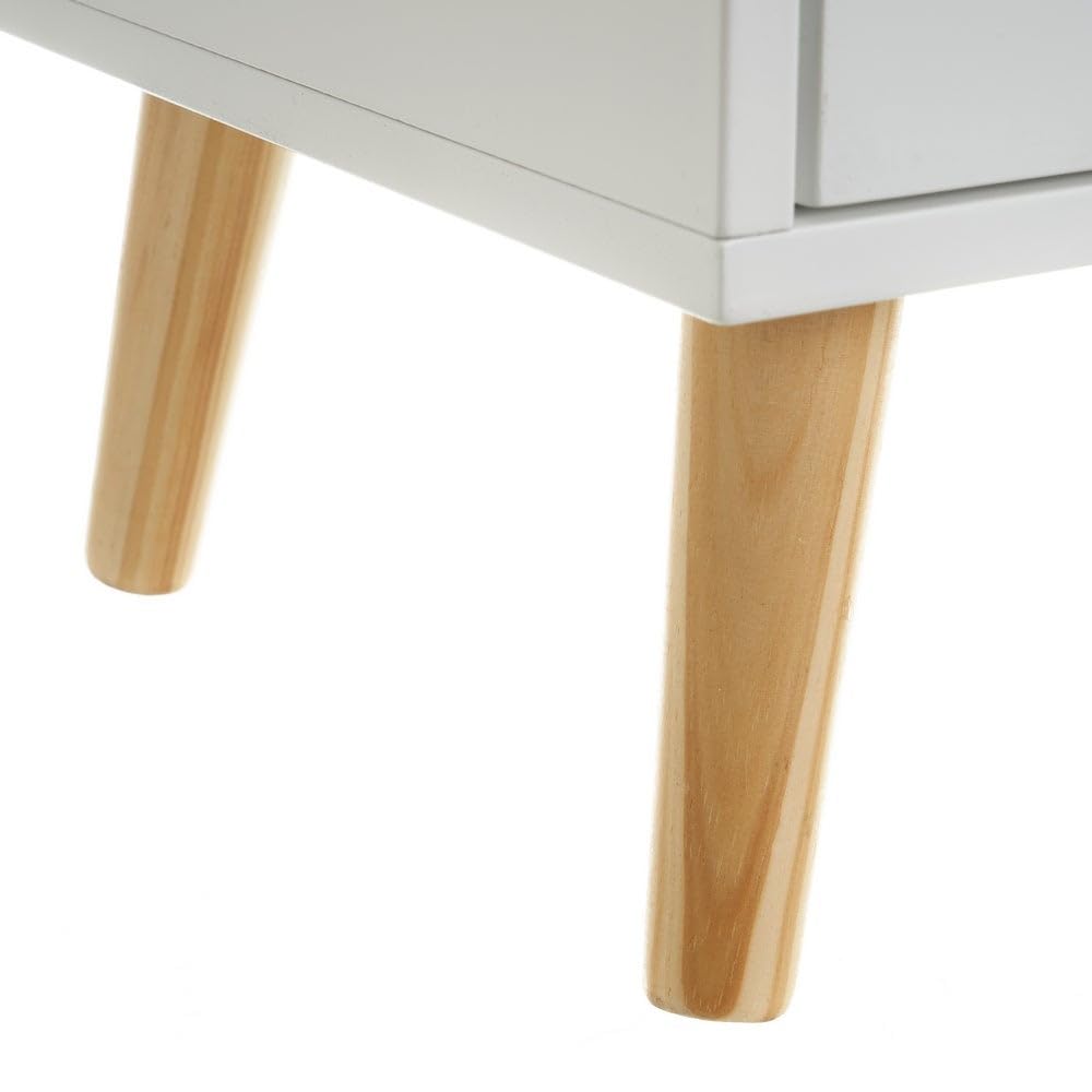 LOLAhome - Mesita de Noche Infantil con Estrella Tallada en Madera de Pino Blanca de 40x30x50 cm. Incluye cajón con guías metálicas para organizar Objetos y Dar un Toque Dulce al Dormitorio.