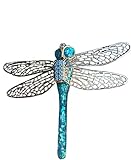 Dragonfly Pin Brooch for Women Men Girls, Large Blue Sparkly, Figural Jewelry, Filigree Wings, Bug, Insect, Gift Idea