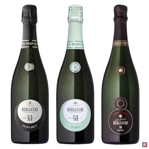 Guido Berlucchi | Franciacorta DOCG ’61 | Set Regalo 3 Botellas | Extra Brut | Nature 2016 | Satèn | Idea Regalo Navidad | Selección de Espumosos Italianos Premium