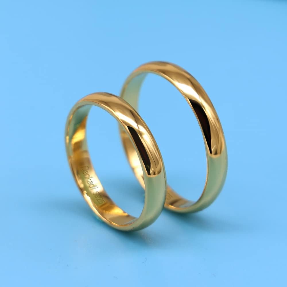 Dankadi Simple Fashion S925 Sterling Silver Ring Smooth Plain Dome Comfort Solid Silver Wedding Ring For Men & Women 3.5 mm 3-13# 24k Real Gold Plated Jewelry - Image 3