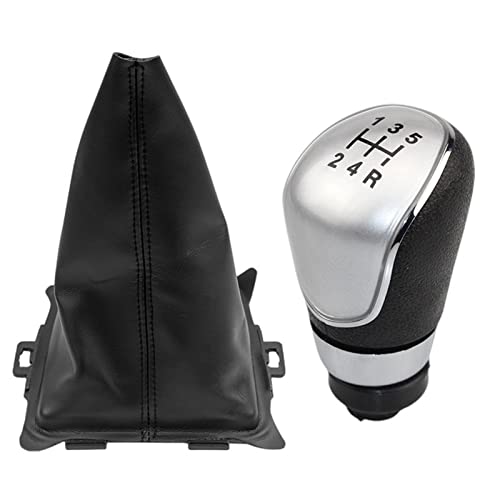 Gear Stick Knob for Ford for Fiesta 2008 2009 2010 2011 2012 Car Styling Accessories 5/6 Speed Manual Gear Shift Knob Gaiter Boot Cover Shifter Lever Knob ( Color : 5 Speed Silver )