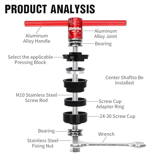 Mimoke Bicycle Bottom Bracket Install and Removal Tool Kit, Bearing Press Set, Bike Bottom Bracket Remover for BB86/BB30/BB91/BB92/PF30/92/386