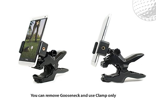Golf Gadgets® - Swing Recording System | Jaws Clamp & Gooseneck Mount for Smartphone. Compatible with iPhones, Samsung Galaxy, HTC, Any Phone, etc. Also Compatible with GoPro.(Jaws Clamp)